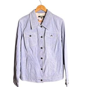 🔴Twiggy London Light Blue 6 Button Lined 2 Front Pocket Suede Jacket size 1x